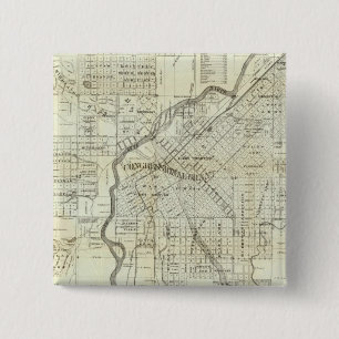 Thayer's Map of Denver Colorado Vierkante Button 5,1 Cm