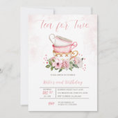 Thé 2 Anniversaire Floral Invitation (Devant)