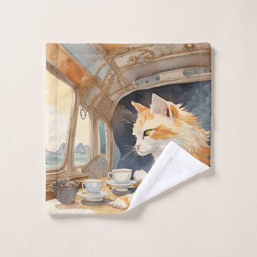 Thé à boire à la chatte orange (Gant de toilette)