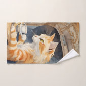 Thé à boire à la chatte orange (Serviette à main)