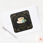 Thé à la menthe poivrée vintage étiquette carrée (Enveloppe)