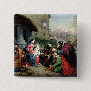 The Adoration of the Magi, c.1833-36 Vierkante Button 5,1 Cm