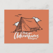 "The Adventure Begins" Rustiek Camping Briefkaart (Voorkant)