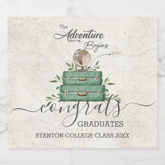 The Adventure begint reis Afstuderen gunst Bier Etiket (Enkel label)