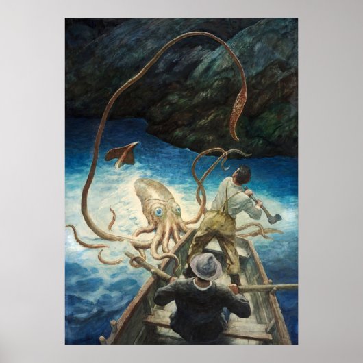 The Adventure of the Giant Squid by N.C. Wyeth Poster (Voorkant)