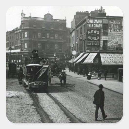 The Angel, Islington, Londen, c.1890 Vierkante Sticker (Voorkant)