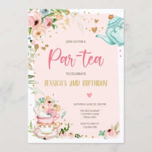 Thé Anniversaire Invitation Fille Fête Par Thé Flo