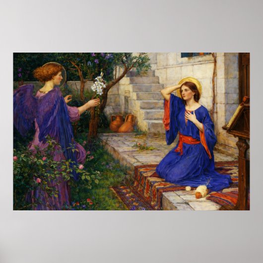 The Annunciation by John William Waterhouse Poster (Voorkant)