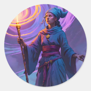 The Arcane Path – Fantasy Tovenaar Kunst Klassieke Ronde Sticker