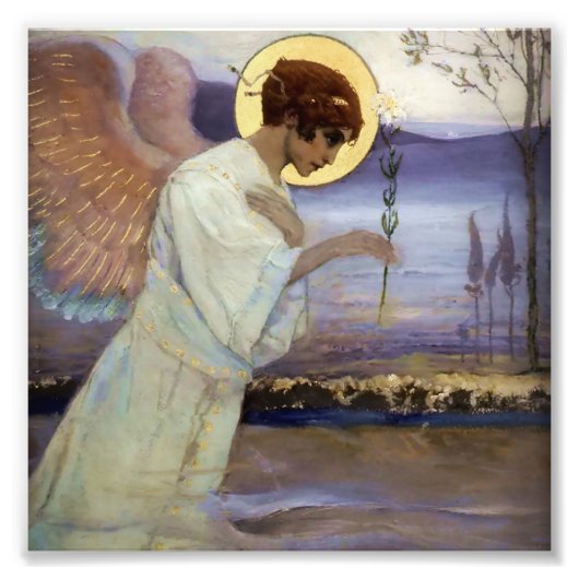 “The Archangel Gabriel ” by Mikhail Nesterov Foto Afdruk (Voorkant)