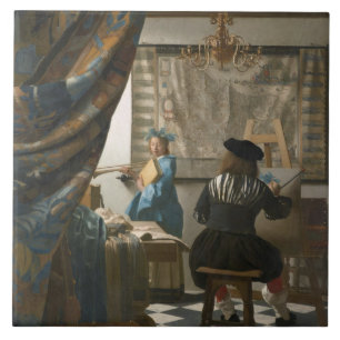 The Artist's Studio, c.1665-66 (olie op canvas) Tegeltje