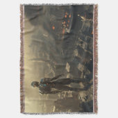 The Ascendant Guardian: Cyberpunk Sci Fi Art Deken (Voorkant Verticaal)