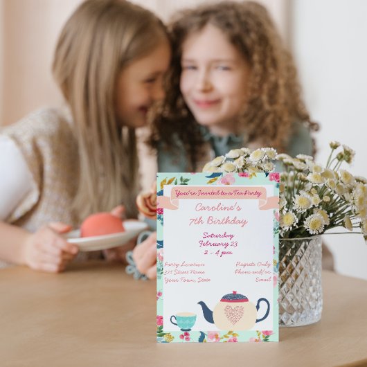 Thé au pays des merveilles Invitation d'anniversai