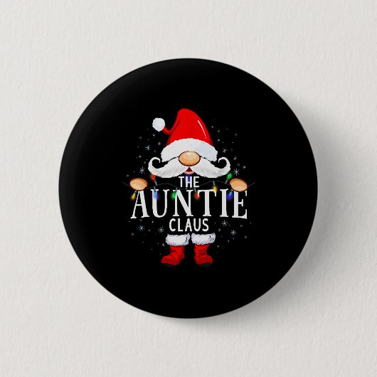 The Auntie Claus Christmas Matching Pajama Ronde Button 5,7 Cm (Voorkant)