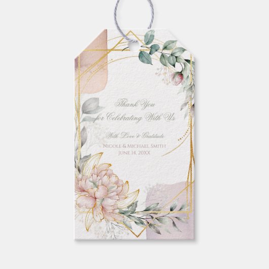 The Aureate Frame Floral Greenery Wedding  Cadeaulabel (Voorkant)