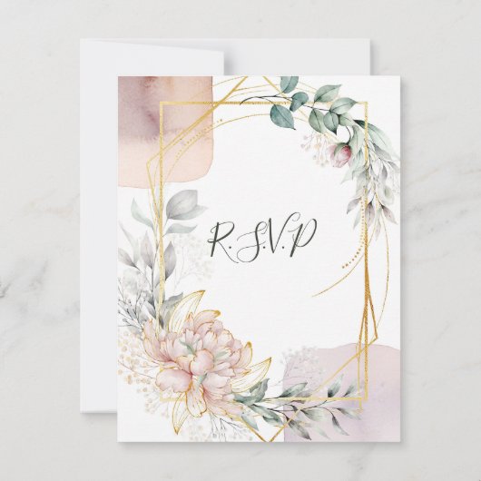 The Aureate Frame Floral Greenery Wedding R.S.V.P. Kaart (Achterkant)