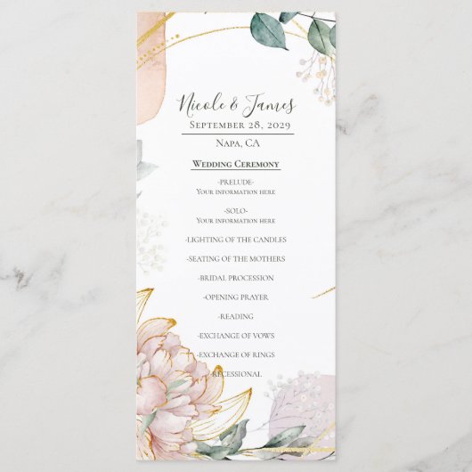 The Aureate Frame Mauve Floral Greenery Wedding  Menu (Voorkant)