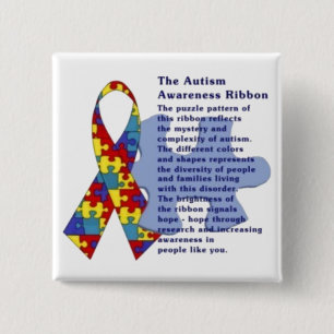 "The Autism Awareness Ribbon" Vierkante Button 5,1 Cm