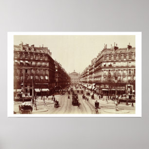 The Avenue de l'Opera, Parijs (foto sepia) Poster