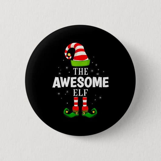 The Awesome Elf Christmas Pjs Matching Pajama Ronde Button 5,7 Cm (Voorkant)