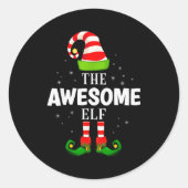 The Awesome Elf Christmas Pjs Matching Pajama Ronde Sticker (Voorkant)