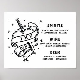 The Bar Wedding Traditioneel Tattoo Hart Rock Poster