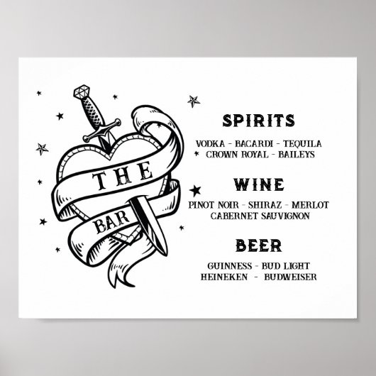 The Bar Wedding Traditioneel Tattoo Hart Rock Poster (Voorkant)