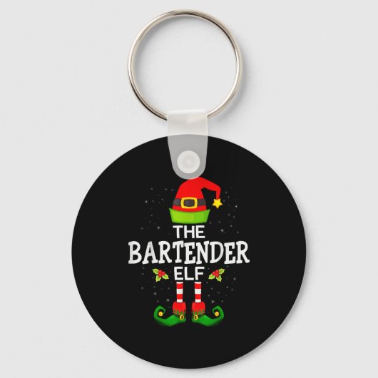 The Bartender Elf Christmas Family Matching Pajama Sleutelhanger (Voorkant)