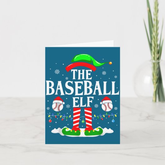 The Baseball Elf Funny Christmas Srt Lovers Xmas E Kaart (Voorkant)