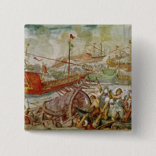 The Battle of Lepanto, 1571 oktober, 1600 Vierkante Button 5,1 Cm