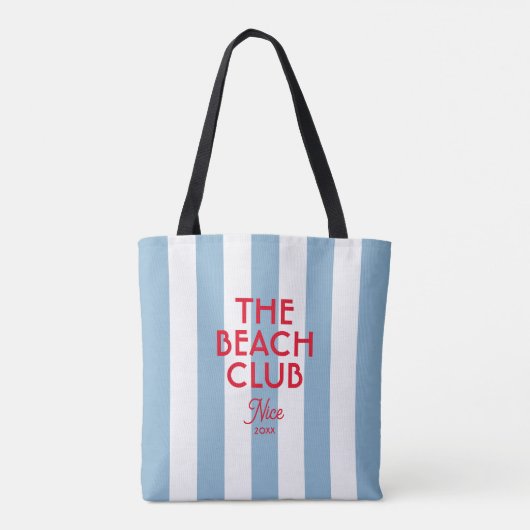 The Beach Club Franse rode blauwe Cabana Stripe Draagtas (Achterkant)