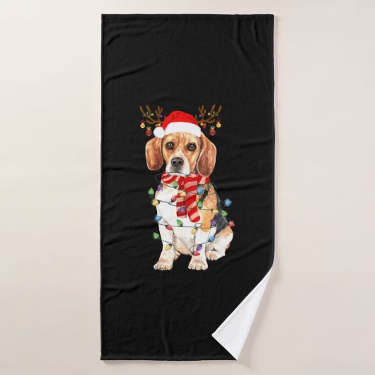 The Beagle Christmas Reindeer Christmas Lights (Serviette de bain)