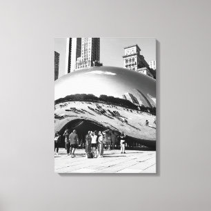The Bean   Chicago in zwart-wit portret Canvas Afdruk