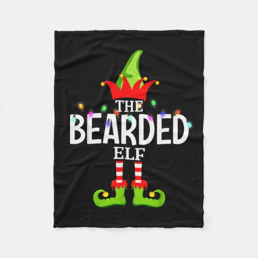 The Bearded Elf Christmas Matching Pajamas Fleece Deken (Voorkant)