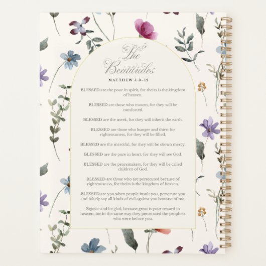 The Beatitudes Matthew 5:3–12 Floral Scripture Planner (Achterkant)