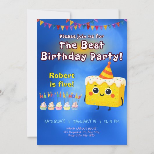 The Best Birthday Party Cake Invitation (Devant)