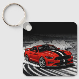 The Best Drift Car Red Muscle Keychain