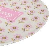 The Best Granny Pink Floral Personalized Glass Snijplank (Hoek)