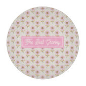 The Best Granny Pink Floral Personalized Glass Snijplank (Voorkant)