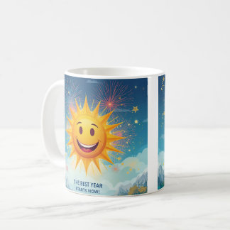 The Best Year Starts Now! Smiling Sun & Fireworks  Koffiemok