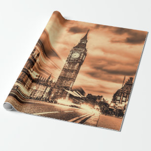 The Big Ben in retro stijl in Londen Cadeaupapier