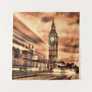 The Big Ben in retro stijl in Londen Wandkleed