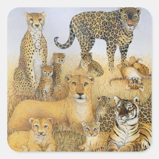 The Big Cats Vierkante Sticker (Voorkant)