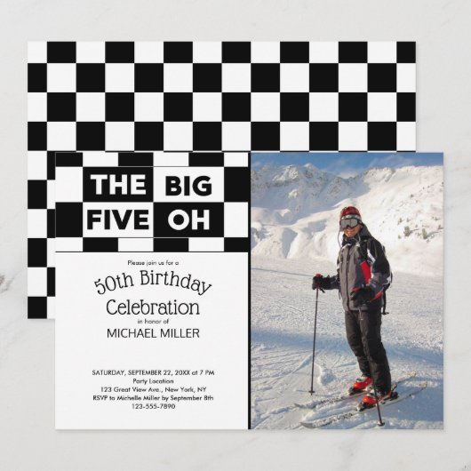 The Big Five Oh 50th Birthday Photo Invitation (Devant / Derrière)