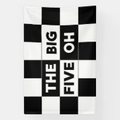 The Big Five Oh Black White Checkered Birthday Spandoek (Verticaal)