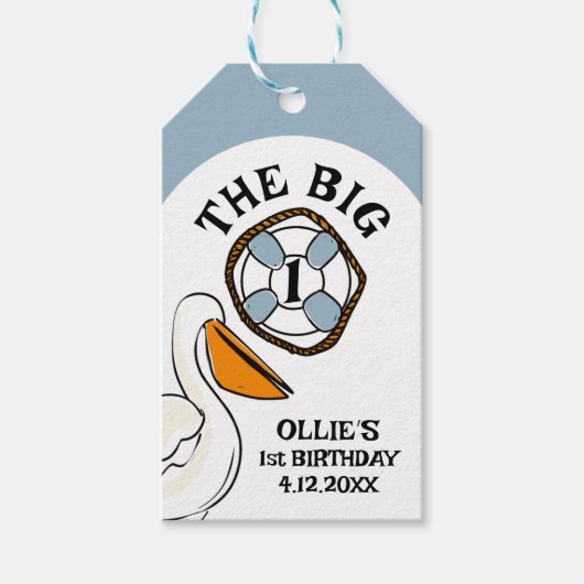 The Big One Beach Eerste Verjaardag Cadeaulabel (Voorkant)