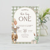 The Big One Deer Birthday Invitation Boys First  (Debout devant)
