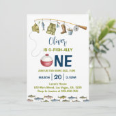 The Big One Fishing 1st Birthday Invitation (Debout devant)