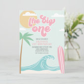 The Big One Pink Beach Birthday Invitation (Debout devant)