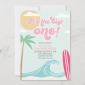 The Big One Pink Beach Birthday Invitation (Devant)